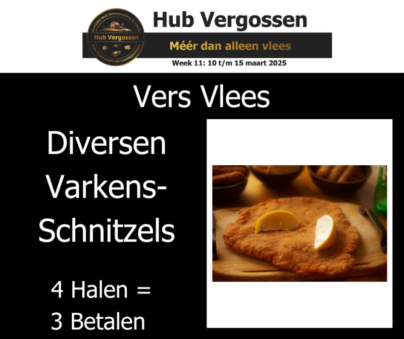 Vers Vlees: Diversen Varkensschnitzels 4 Halen = 3 Betalen