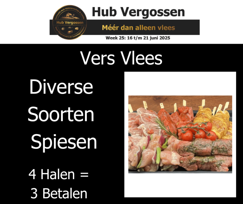 Vers Vlees: Diverse Soorten Spiesen, 4 Halen = 3 Betalen