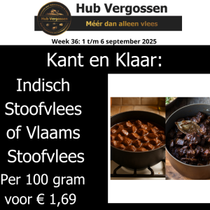 Kant en Klaar: Indisch Stoofvlees of Vlaams Stoofvlees, Per 100 Gram voor € 1,69