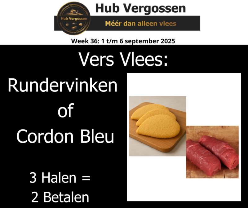 Vers Vlees: Rundervinken of Cordon Bleu, 3 Halen = 2 Betalen