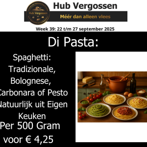 Di Pasta: Spaghetti: Tradizionale, Bolognese, Carbonara of Pesto (Natuurlijk uit Eigen Keuken), Per 500 Gram voor € 4,25