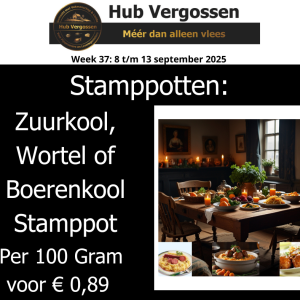 Stamppotten:  Zuurkool, Wortel of Boerenkool Stamppot Per 100 Gram € 0,89